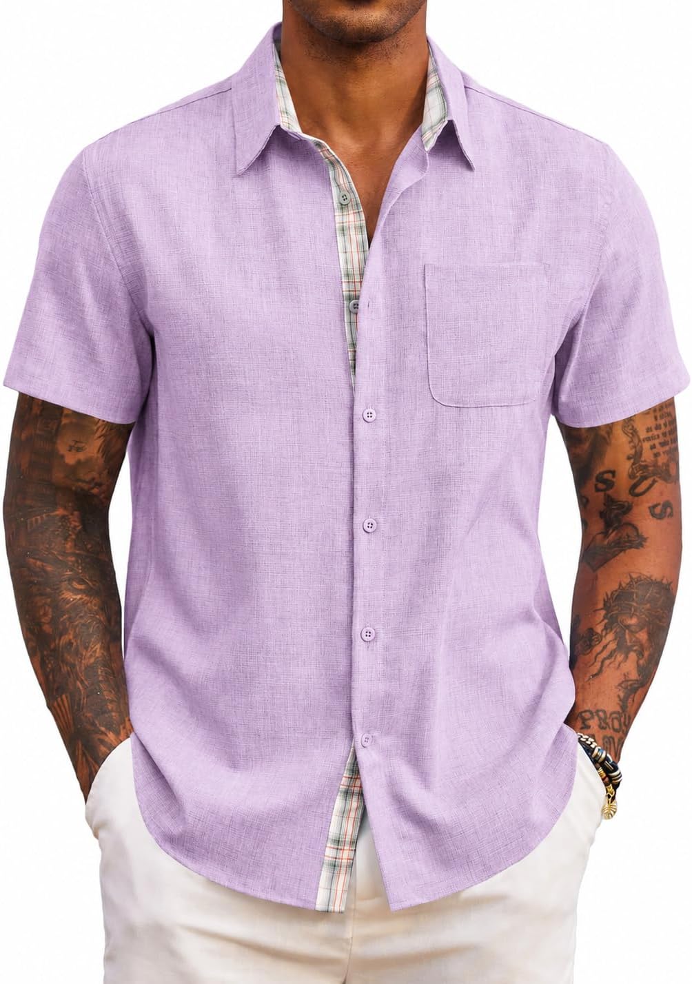 Mens Short Sleeve Summer Shirts Casual Regular Fit Shirts Holiday Beach Shirt with Pockets