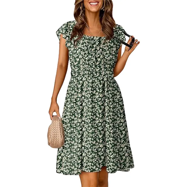 🔥2026 CRAZY DEAL🔥Summer Dresses for Women 2026 Boho Ruffle Sleeve Smocked Mini Dress
