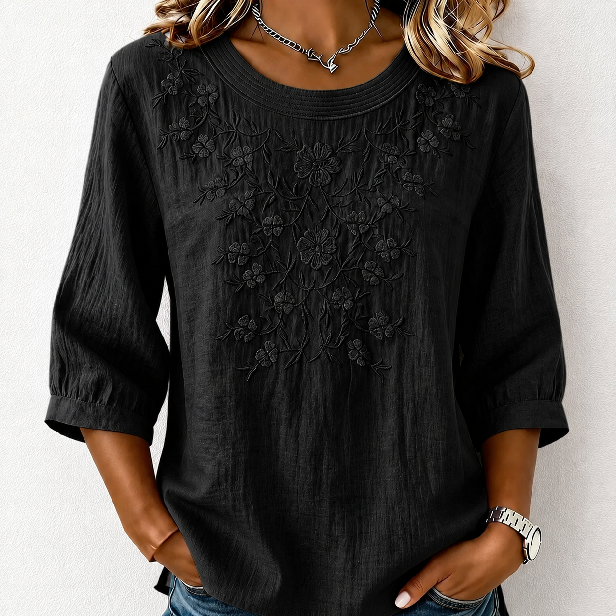 Women's Linen-Cotton Printed Tops
