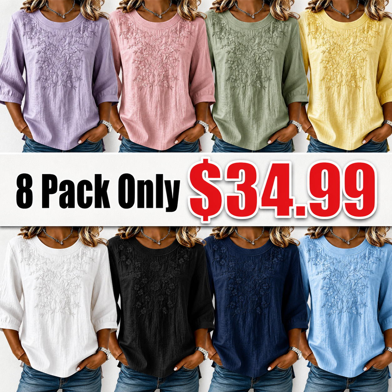 Women's Linen-Cotton Printed Tops