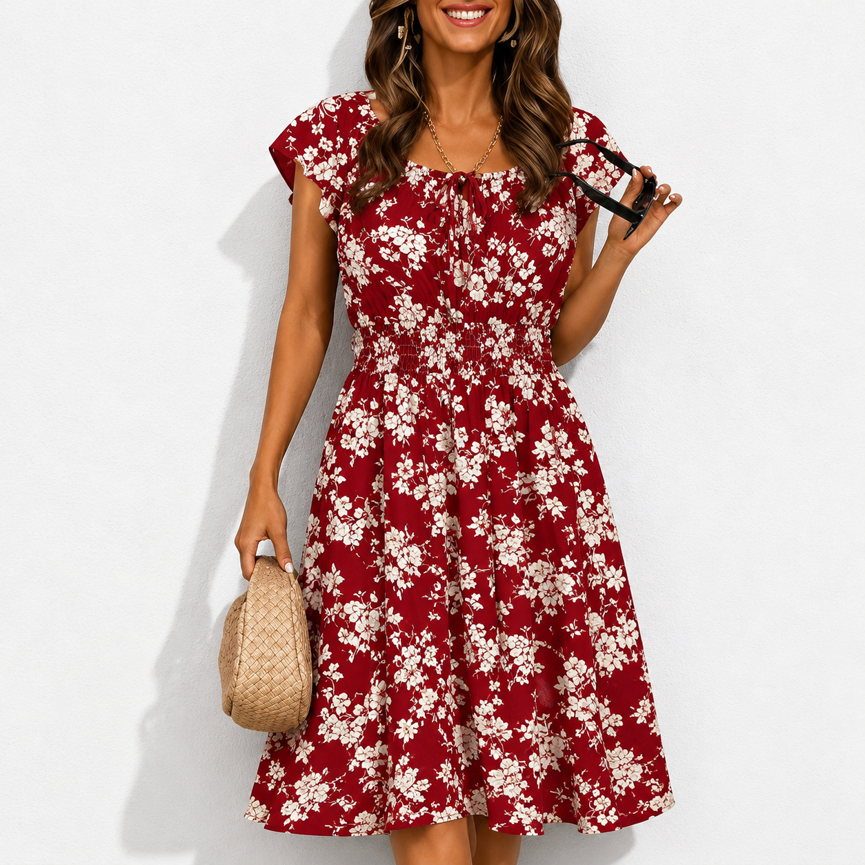 🔥2026 CRAZY DEAL🔥Summer Dresses for Women 2026 Boho Ruffle Sleeve Smocked Mini Dress
