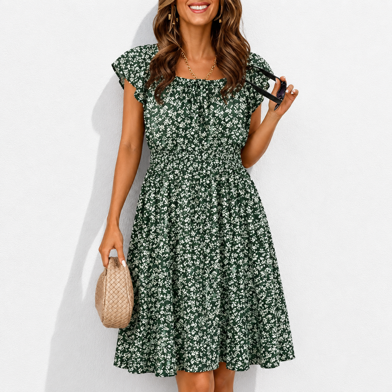 🔥2026 CRAZY DEAL🔥Summer Dresses for Women 2026 Boho Ruffle Sleeve Smocked Mini Dress