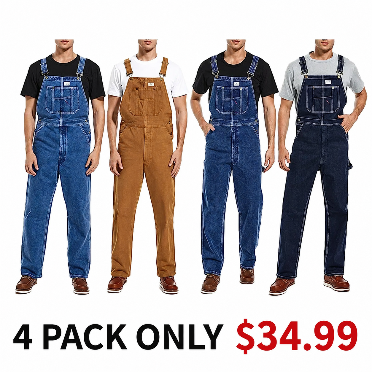 🔥Last Day Promotion🔥Men's Denim Bib Overalls, Workwear with Adjustable Straps and Convenient Tool Pockets