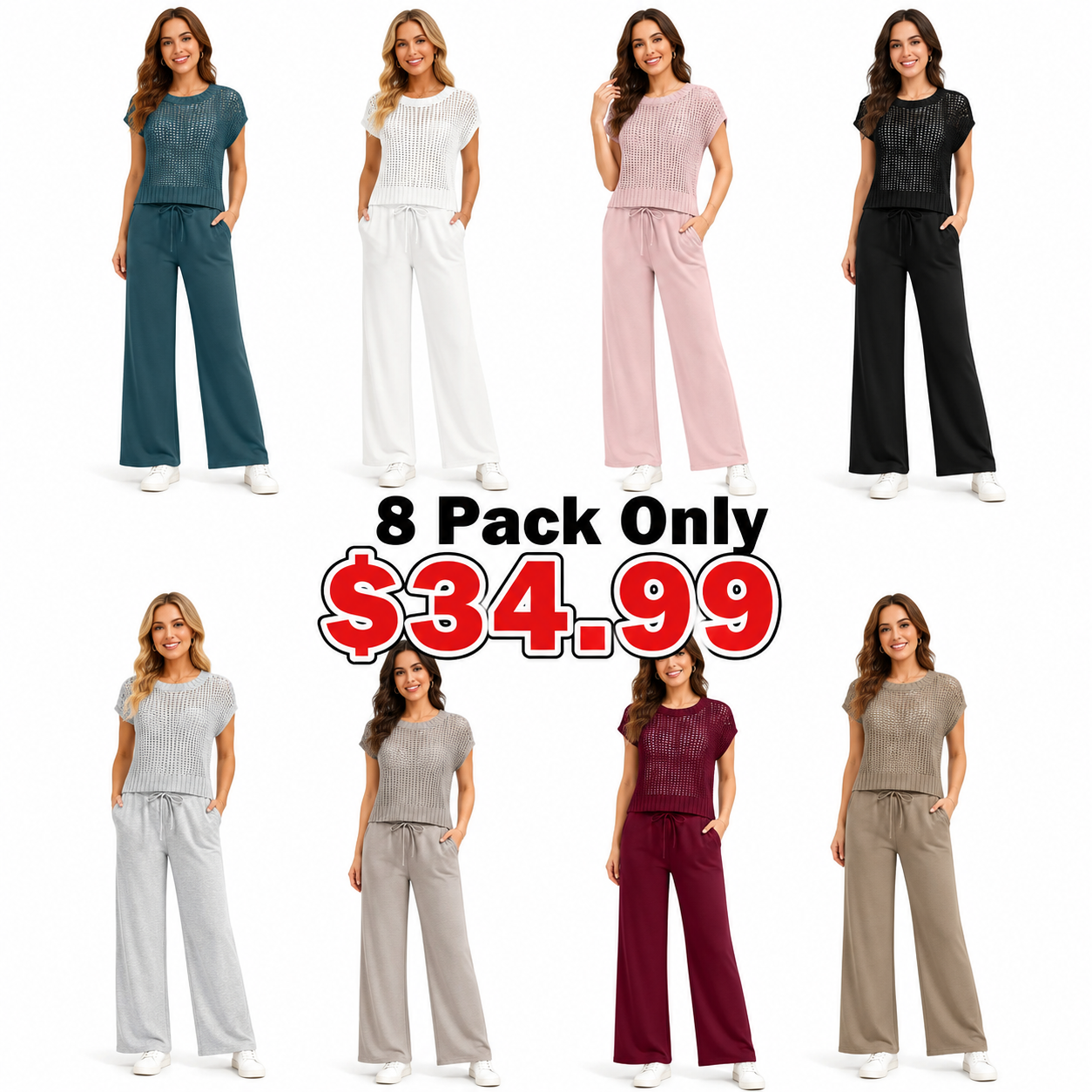 ANRABESS Women Summer Two Piece Crochet Set