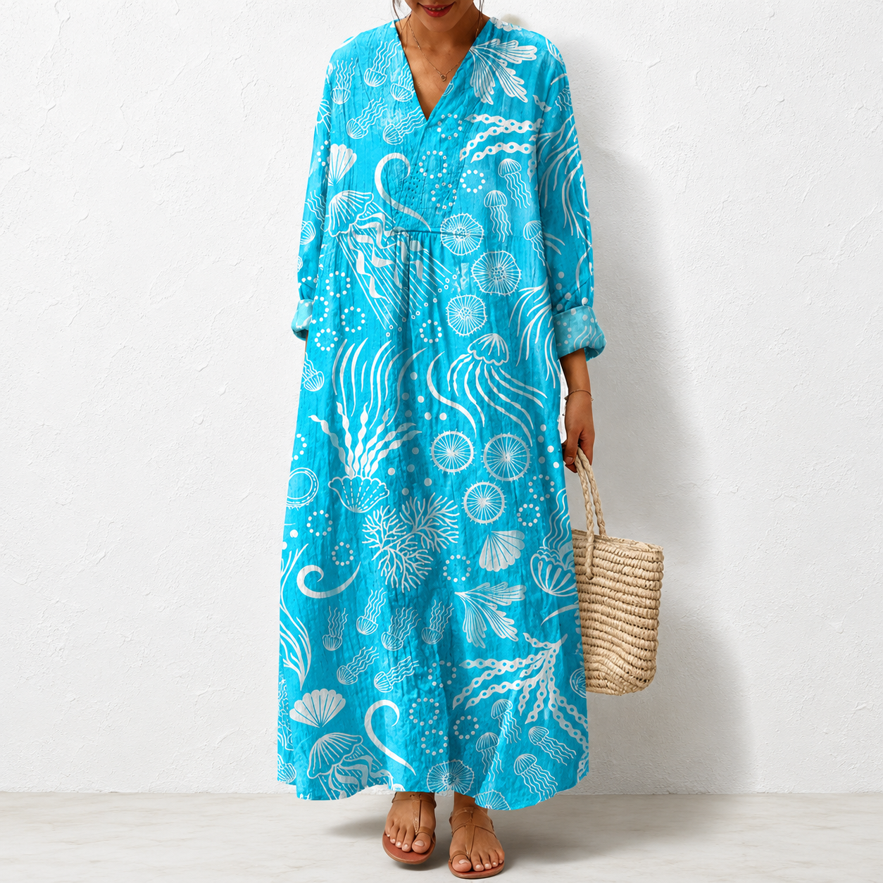 Women's Abstract Pattern Art Print Cotton Dress.