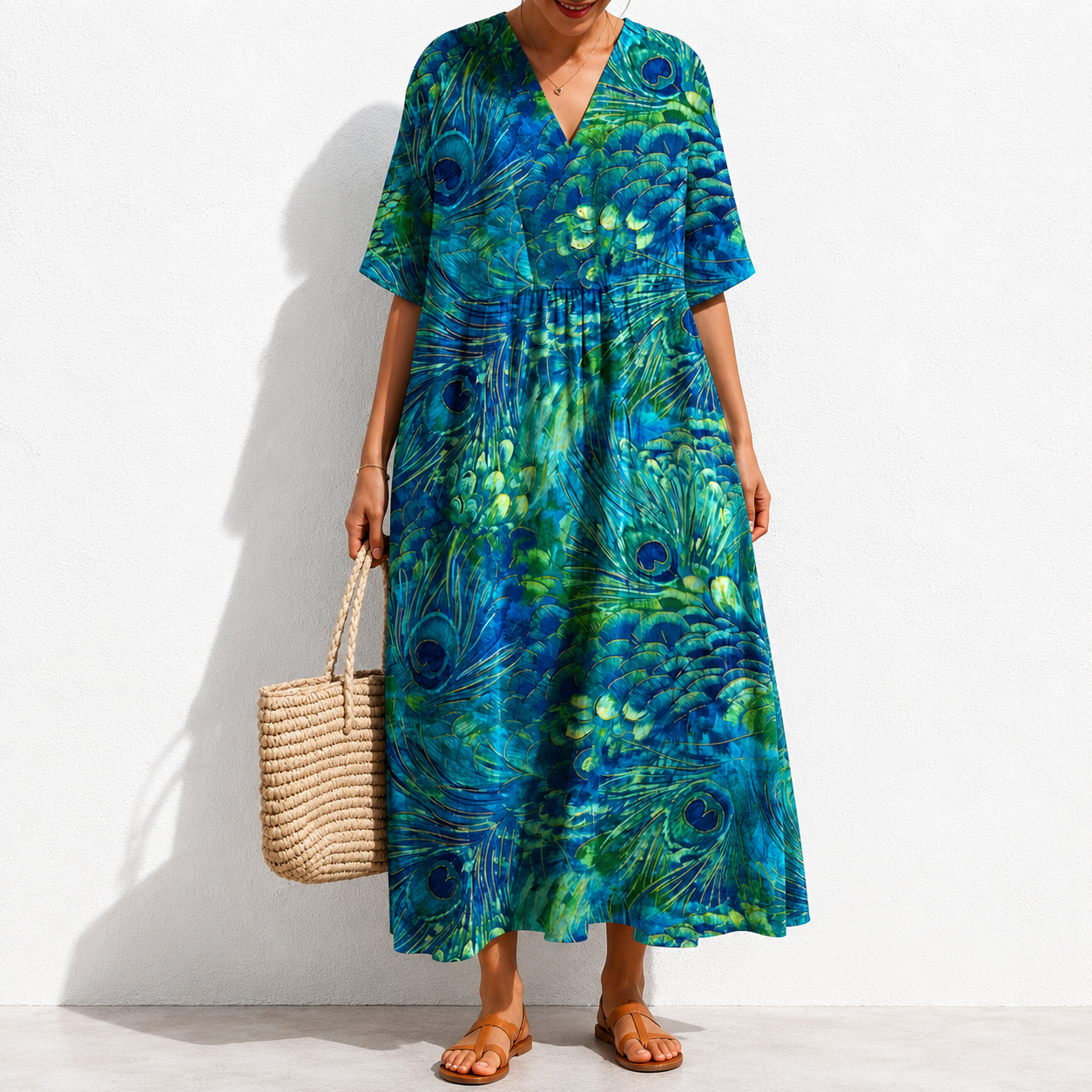 Women's Abstract Pattern Art Print Cotton Dress.