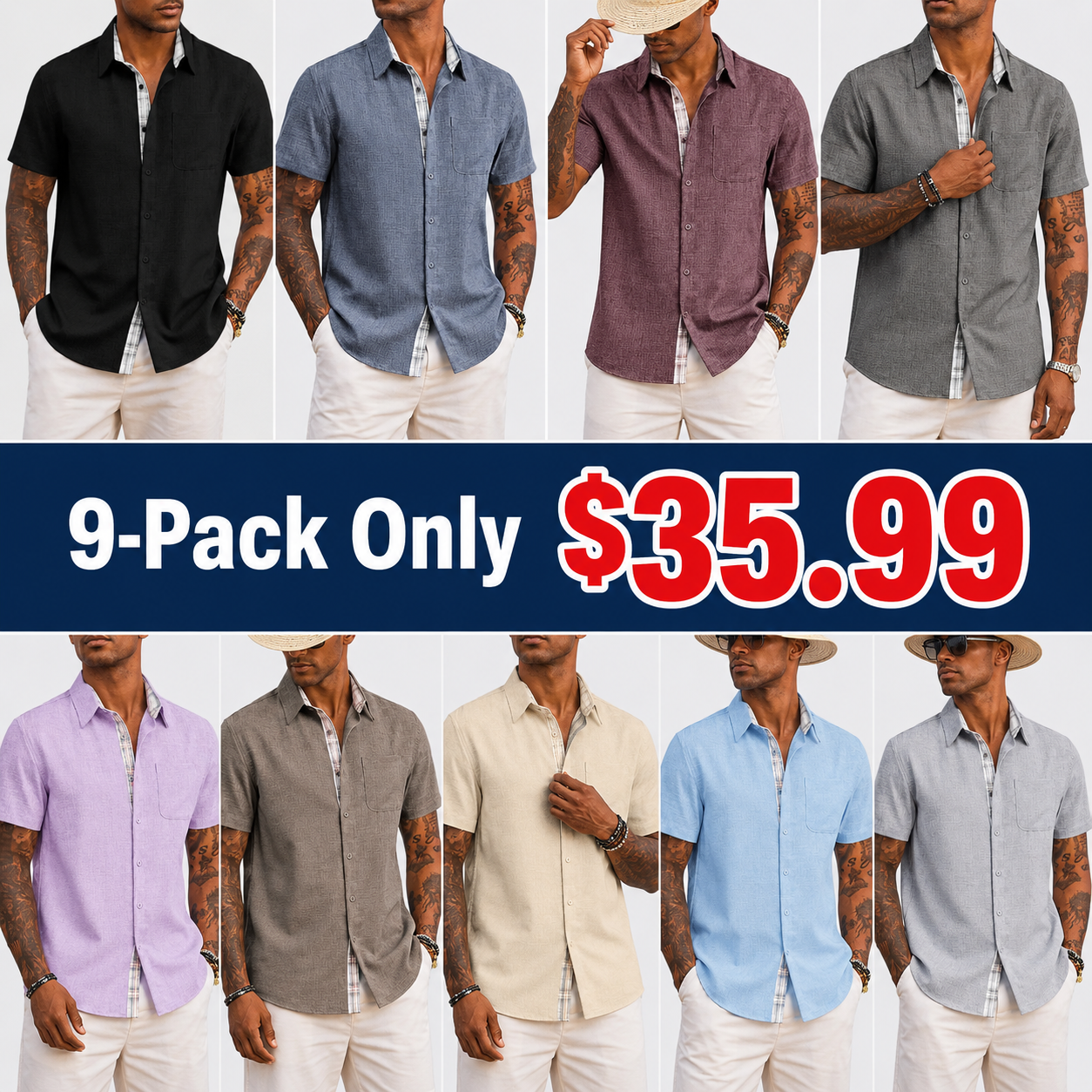 Mens Short Sleeve Summer Shirts Casual Regular Fit Shirts Holiday Beach Shirt with Pockets