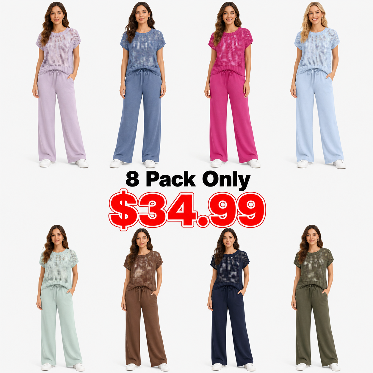 ANRABESS Women Summer Two Piece Crochet Set