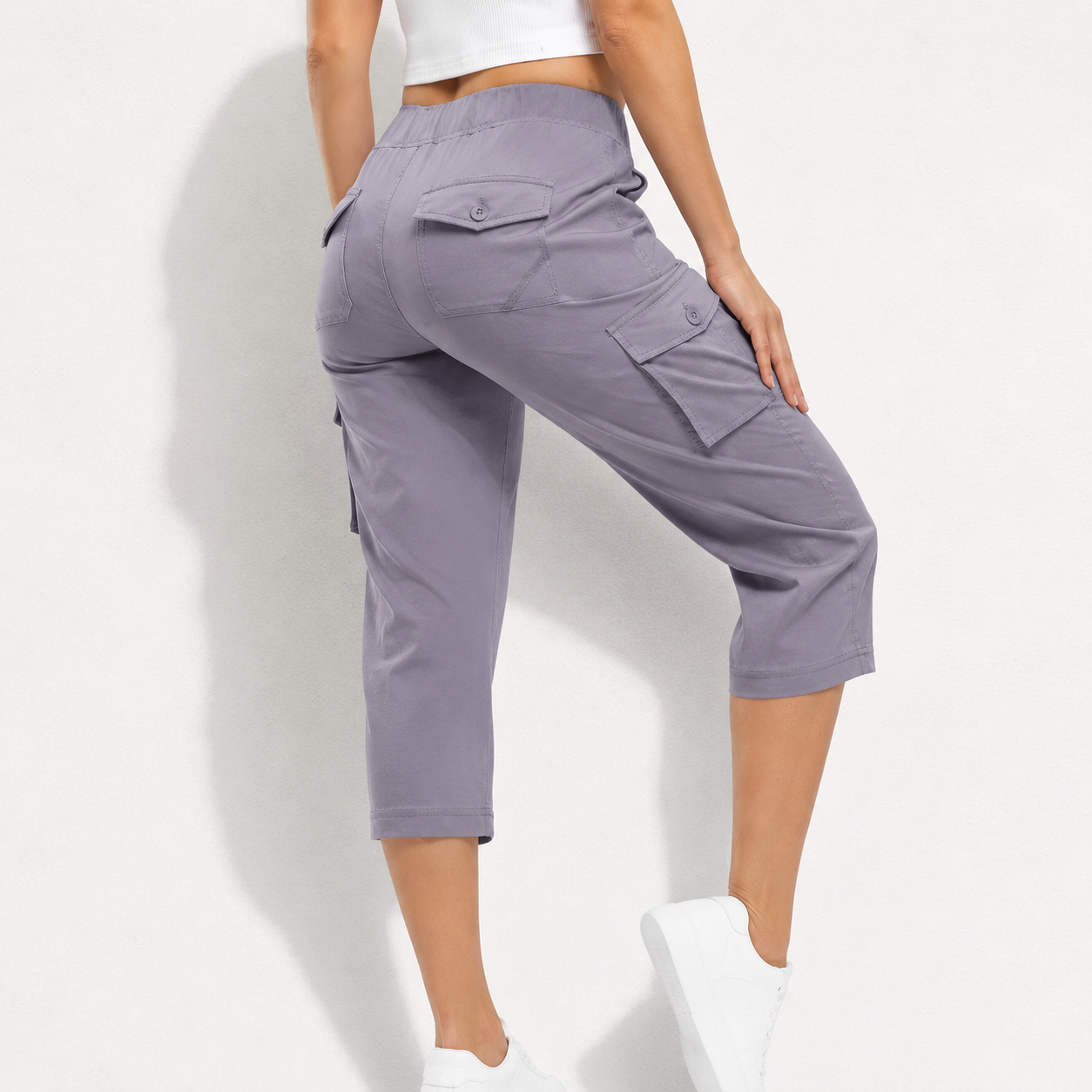 🔥8-Pack Women's Lightweight Cargo Capris – Multi-Pocket Casual Capris (All Colors)