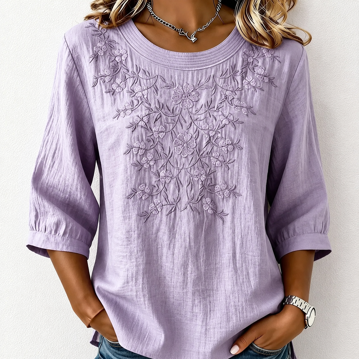Women's Linen-Cotton Printed Tops
