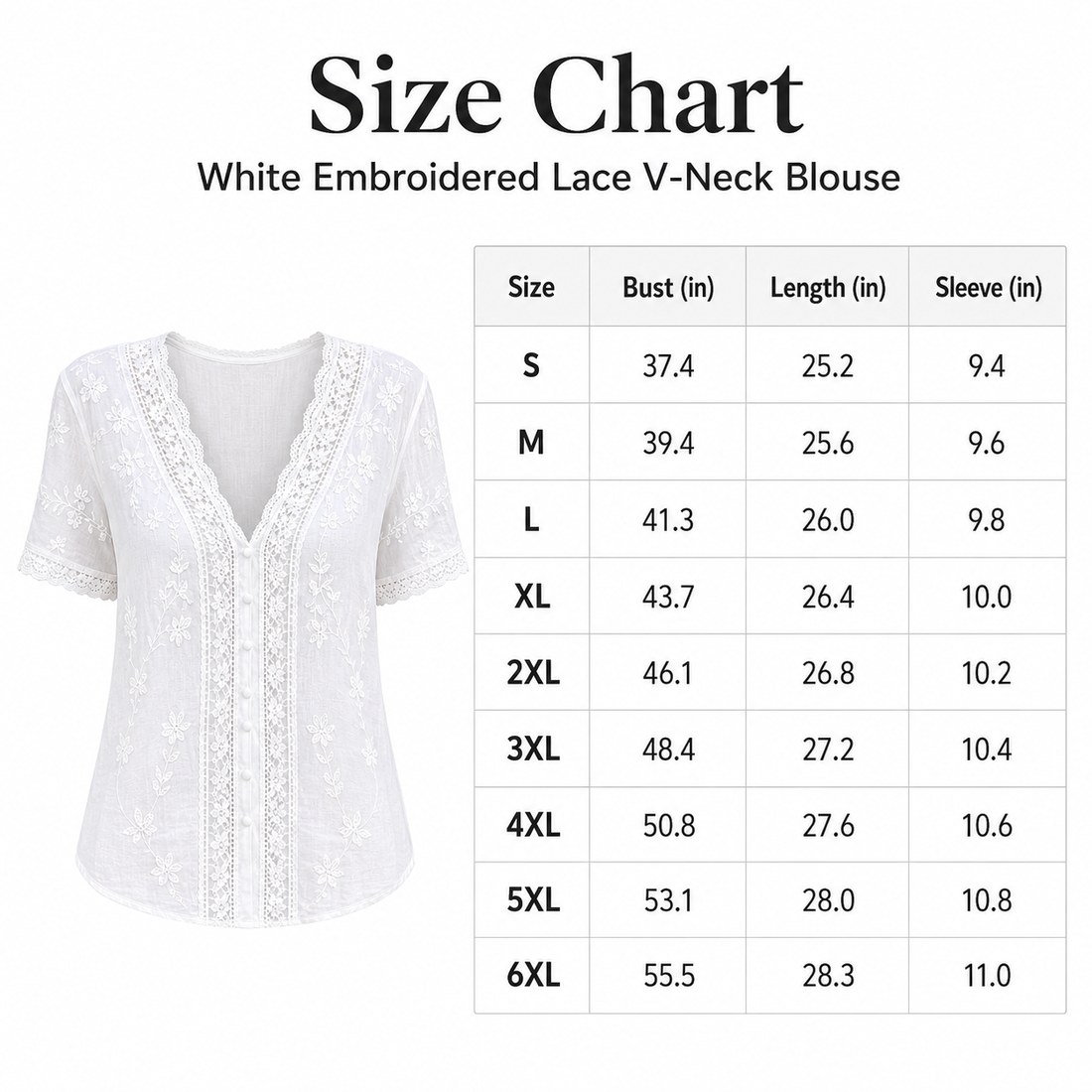 Size Chart S-6XL
