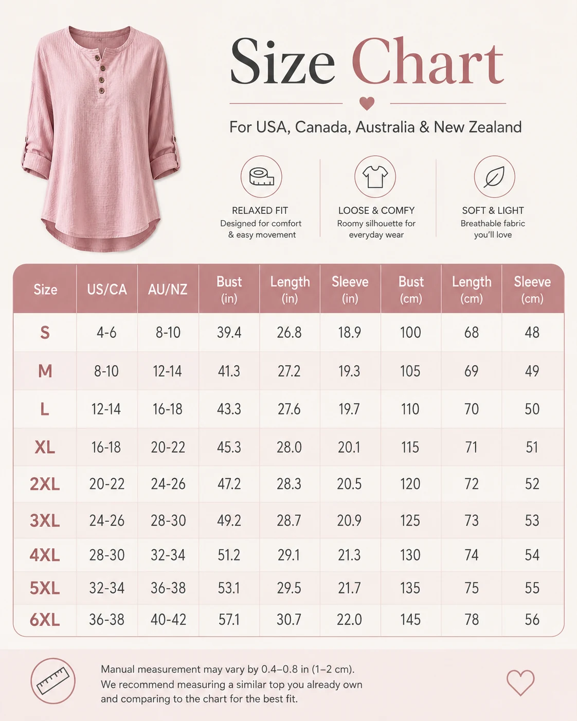 Size chart image