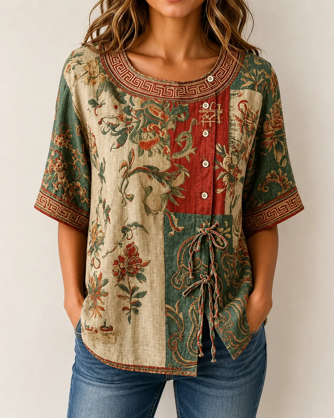 Front model wearing blouse