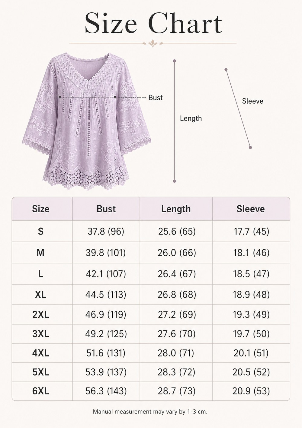 07 Size Chart S&ndash;6XL