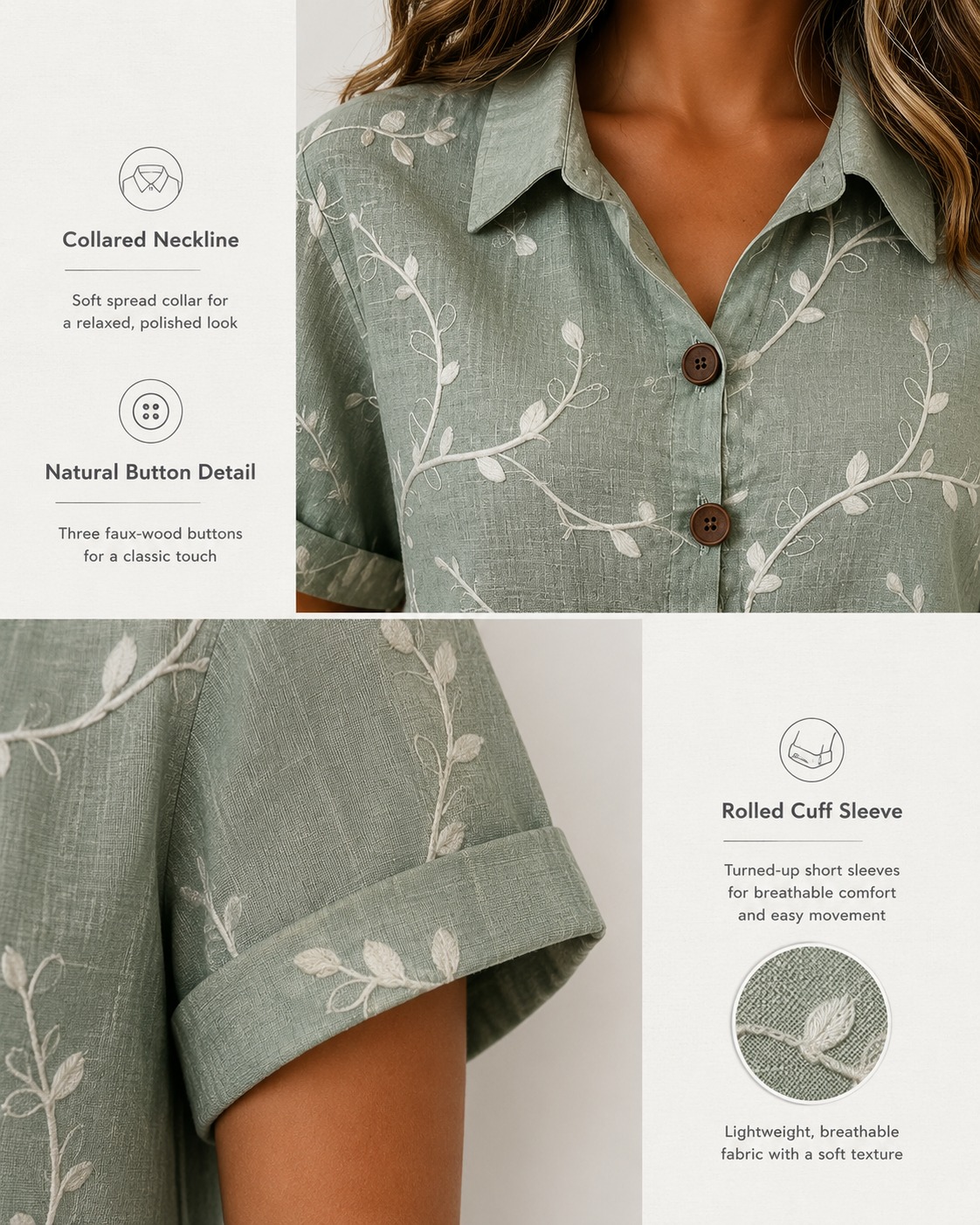 Collar Button Sleeve Details