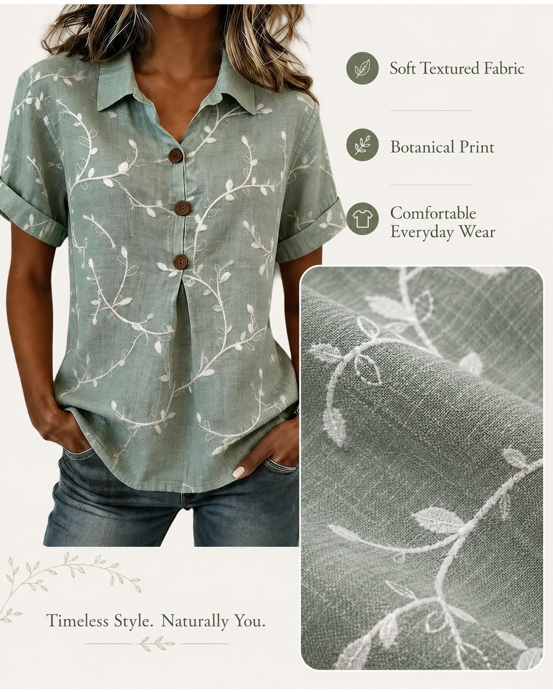 Fabric and Botanical Print Detail