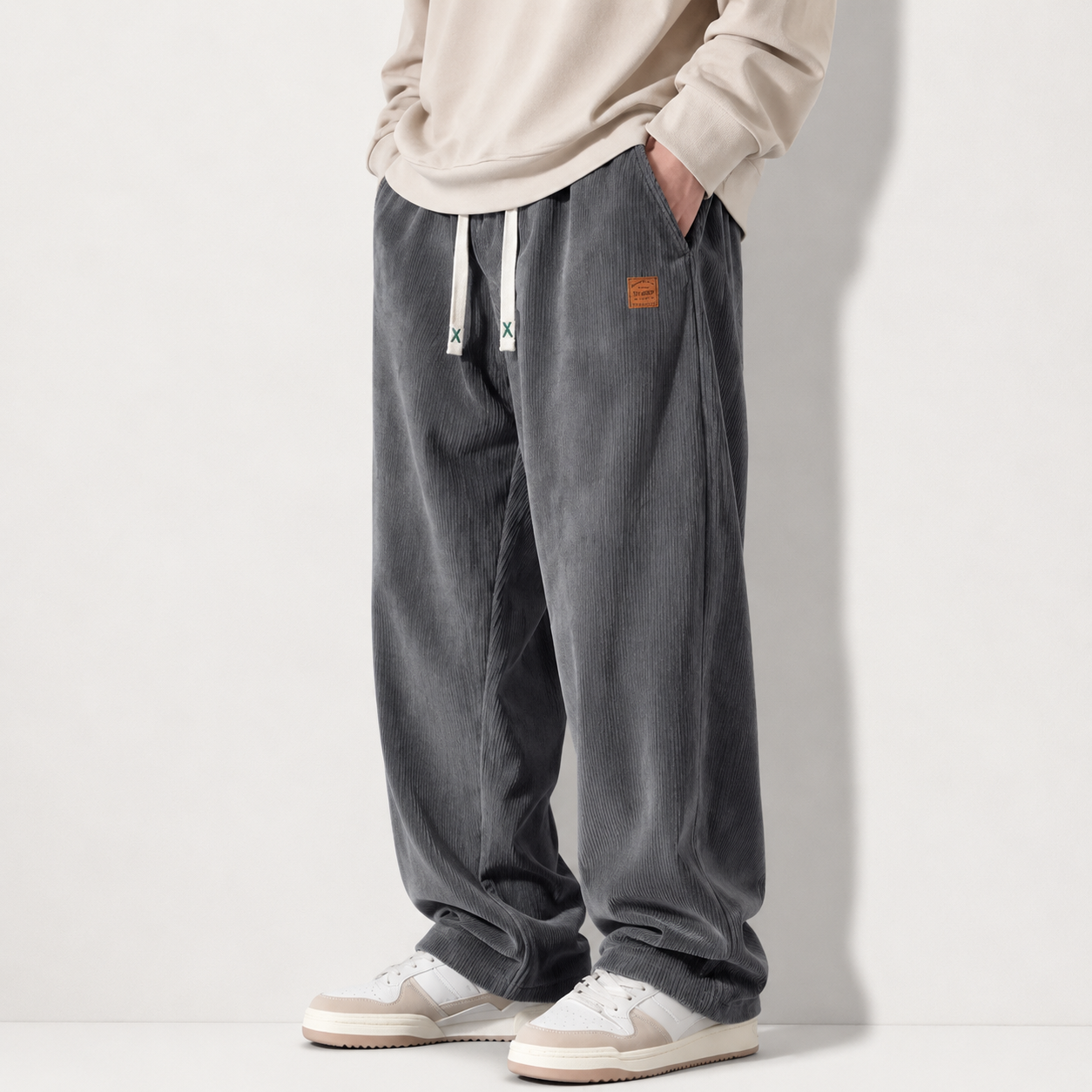 Men's Corduroy Straight-Leg Sweatpants
