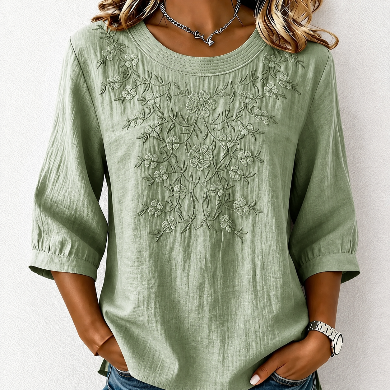 Women's Linen-Cotton Printed Tops