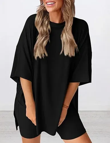 🔥Women's Casual Loose-fitting Two-Piece Set (Crew Neck/V-Neck) 🔥 10-Piece Set - Includes All Colors, Only $24