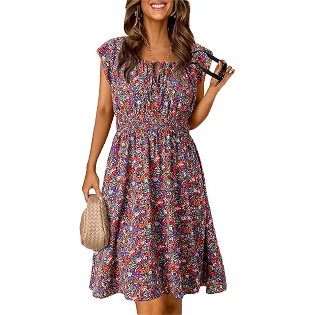 🔥2026 CRAZY DEAL🔥Summer Dresses for Women 2026 Boho Ruffle Sleeve Smocked Mini Dress
