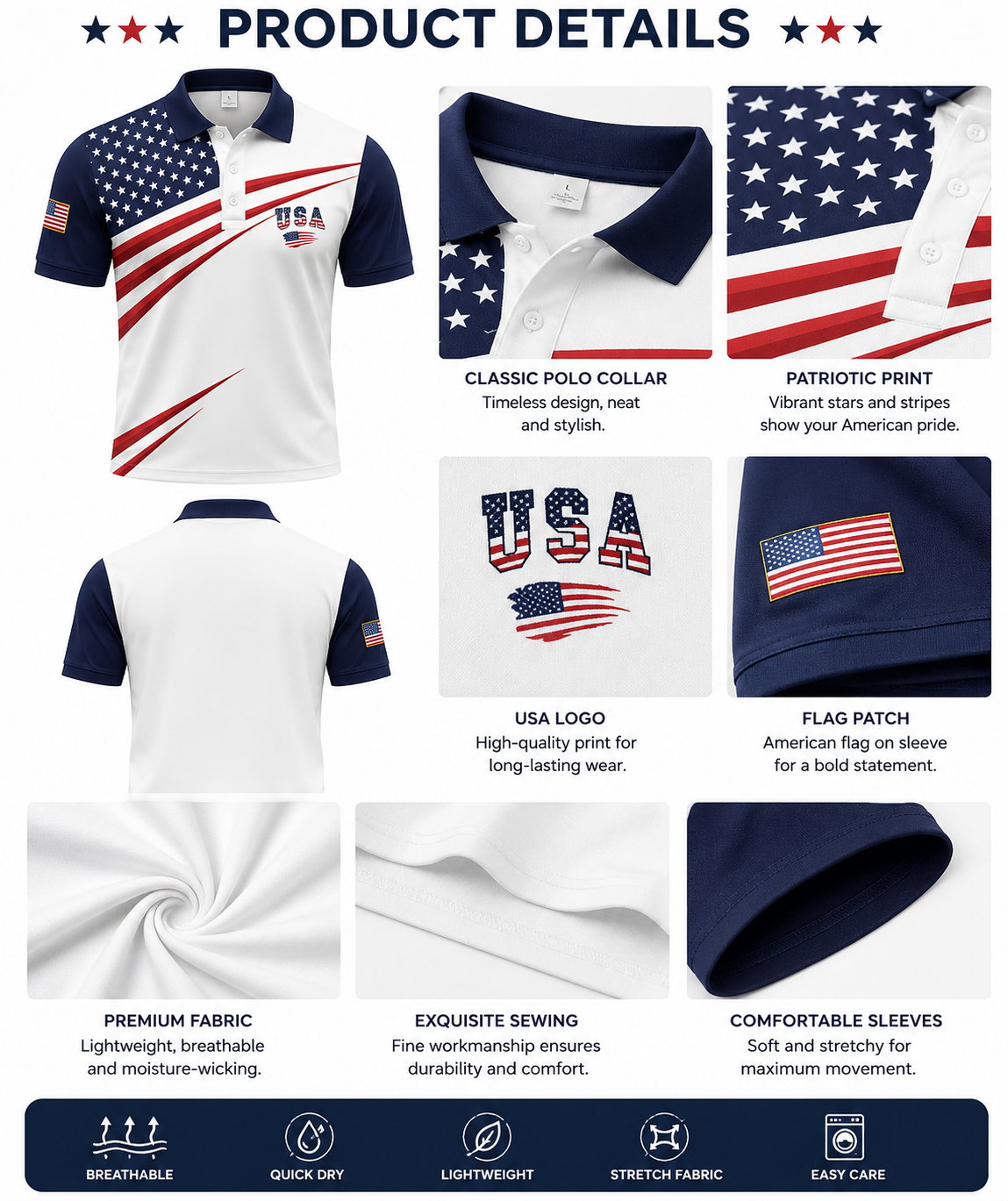 🇺🇸 Celebrate America’s 250th Anniversary in Style  - Patriotic USA Performance Shirt