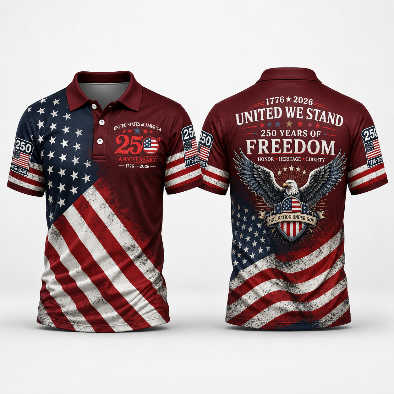 🔥49% off-Patriotic American Flag Polo Shirt for Men, 250th Anniversary 1776-2026