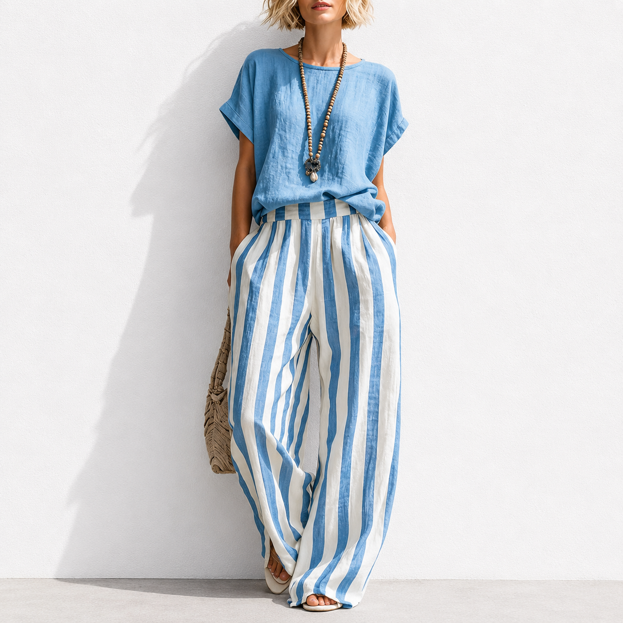 New Arrivals🔥 Cozy Loose-fit Striped Cotton Linen Two-piece Set