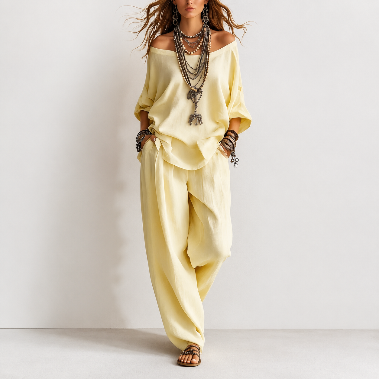 New Women's Cotton-Linen Set