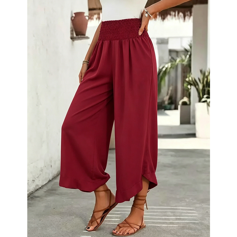 Women's Ditsy Floral Print Wide Leg Pants, Boho Casual Comfy Trousers for Summer, Women's Clothes for Daily Wear