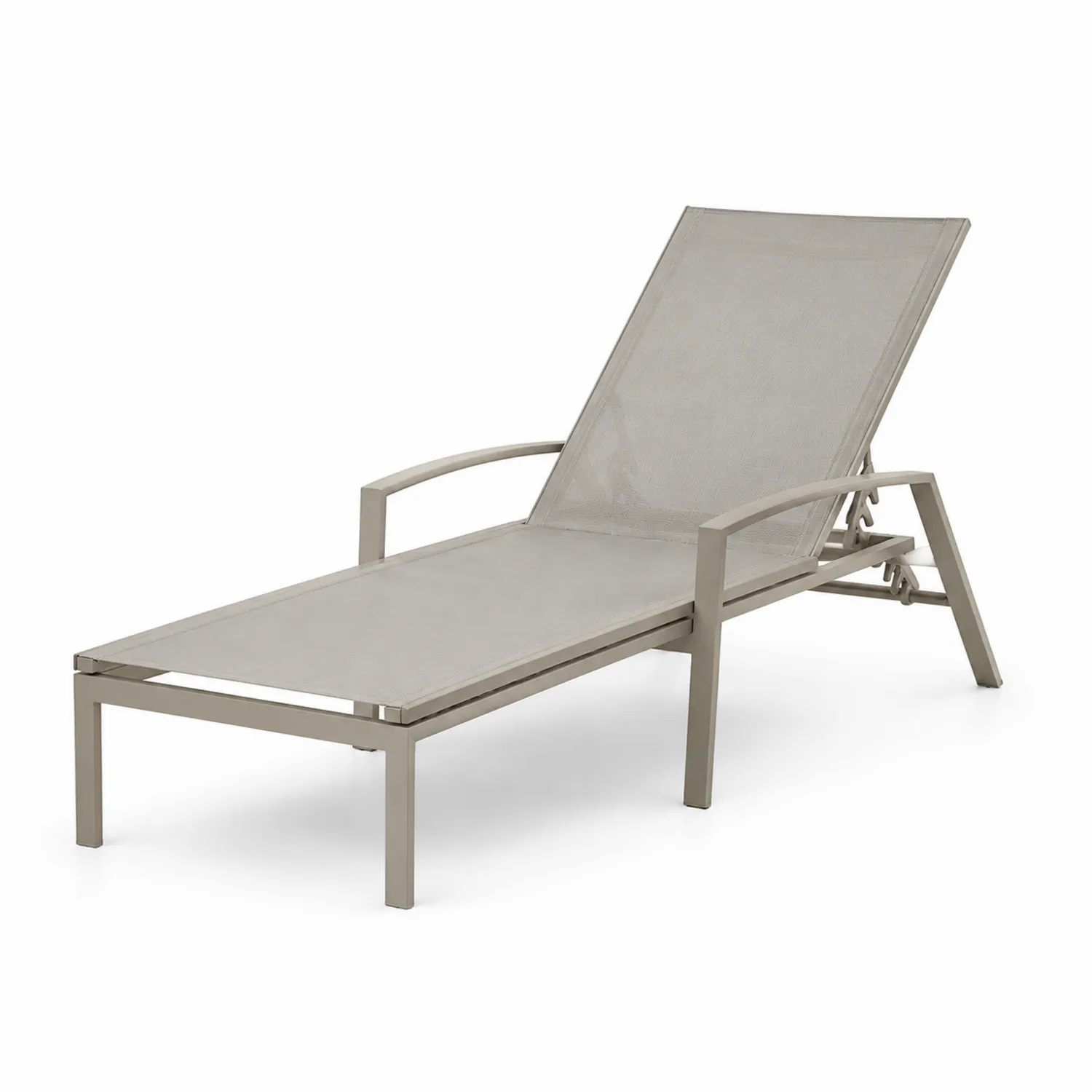 Chaise Longue Extérieure Réglable en Aluminium et Polyester Beige-Lutrivoqorx