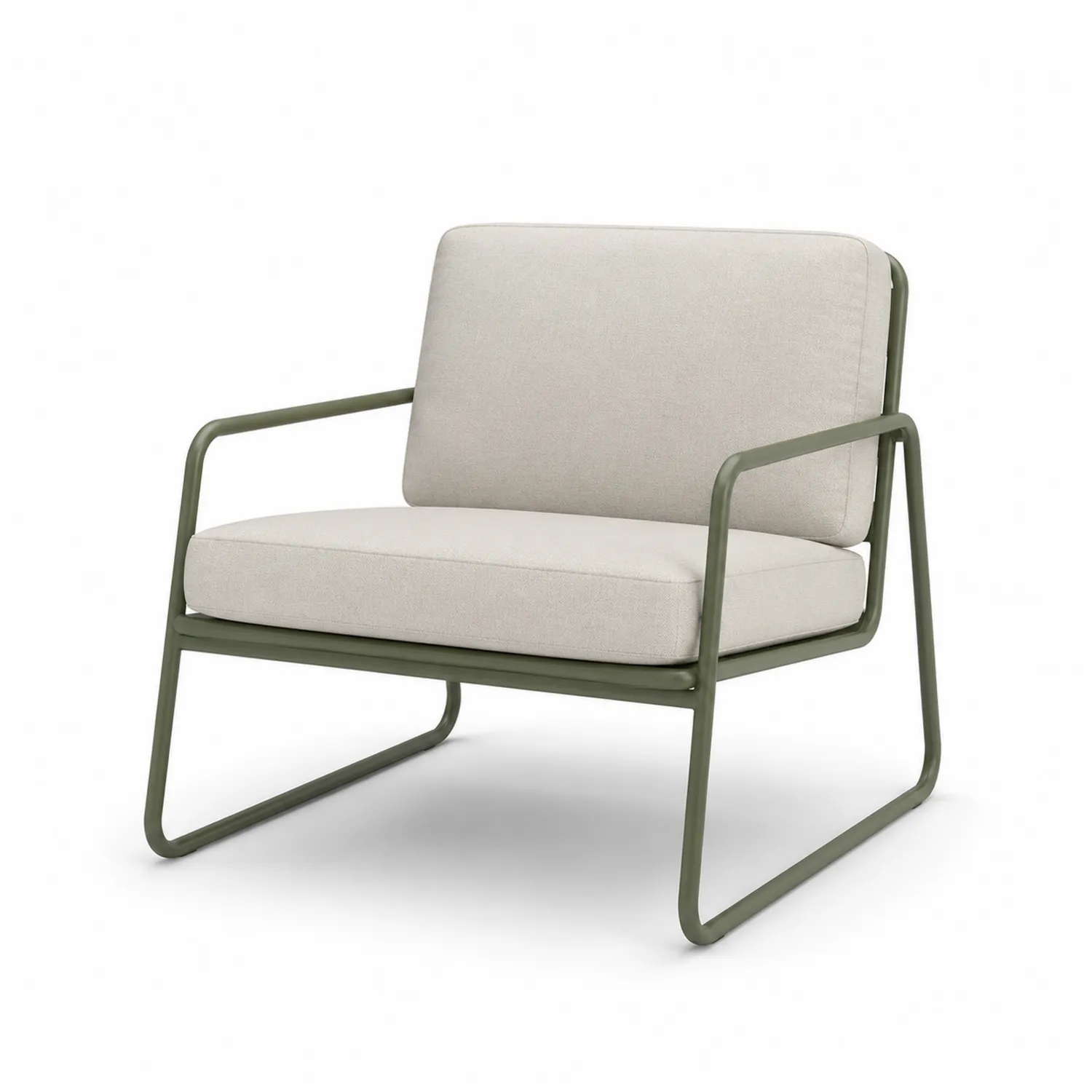 Fauteuil en métal avec coussins en tissu polyester beige-Lutrivoqorx