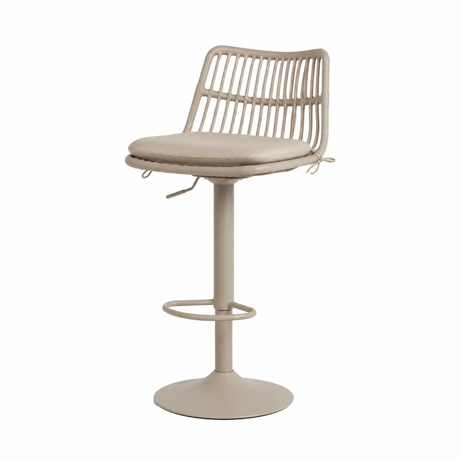 Tabouret de bar en métal avec assise en tissu beige-Lutrivoqorx