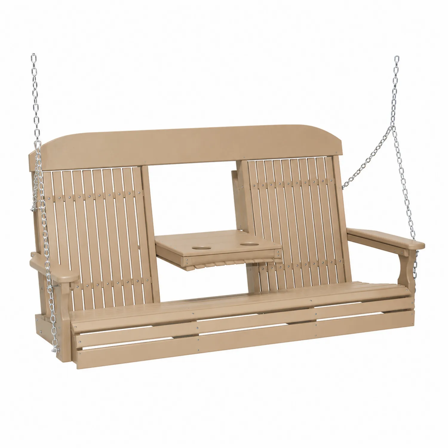 Balancelle en bois avec plateau central en plastique Beige-Lutrivoqorx