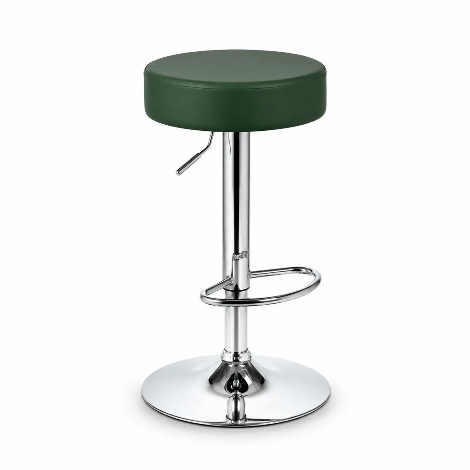Tabouret de bar en métal chromé et cuir synthétique vert-Lutrivoqorx