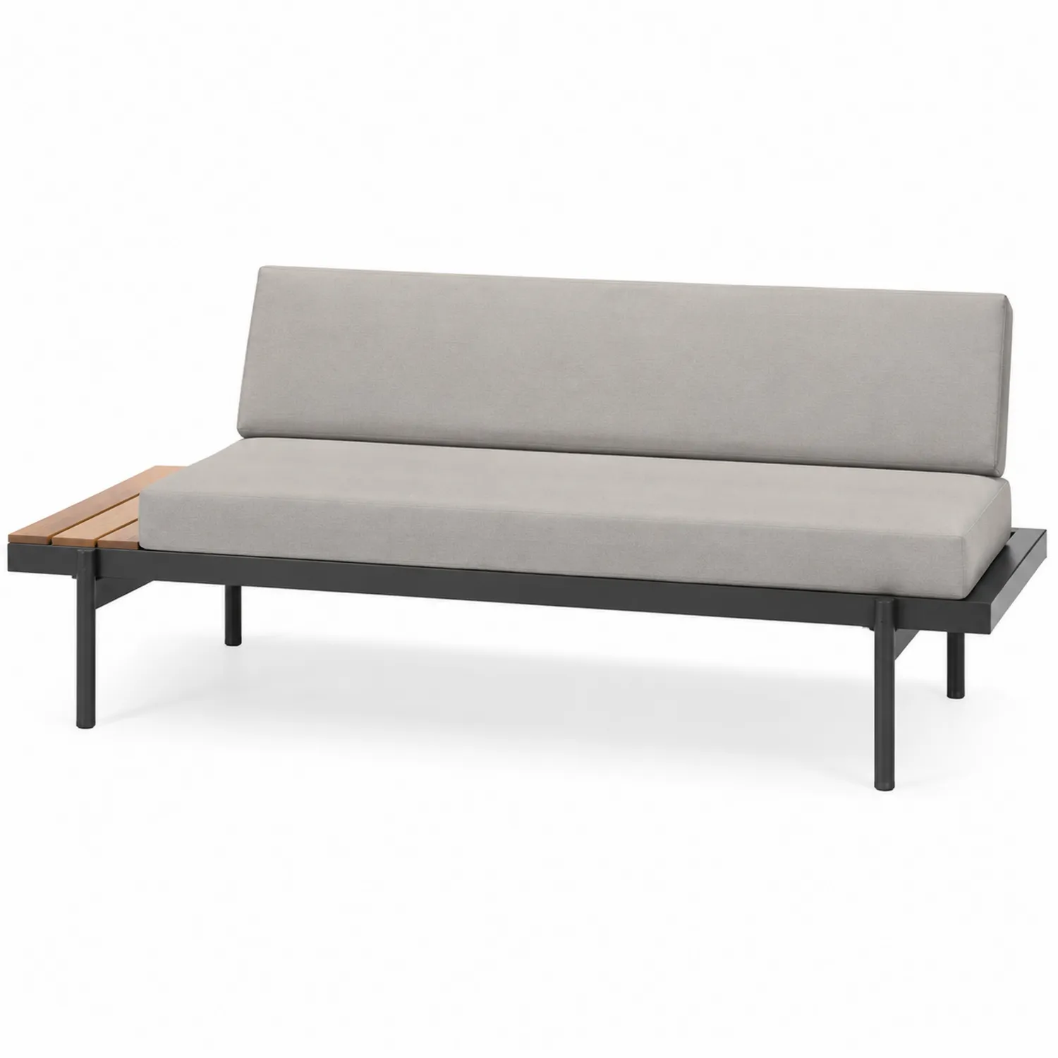 Banc d'extérieur en métal avec coussins en polyester gris-Lutrivoqorx