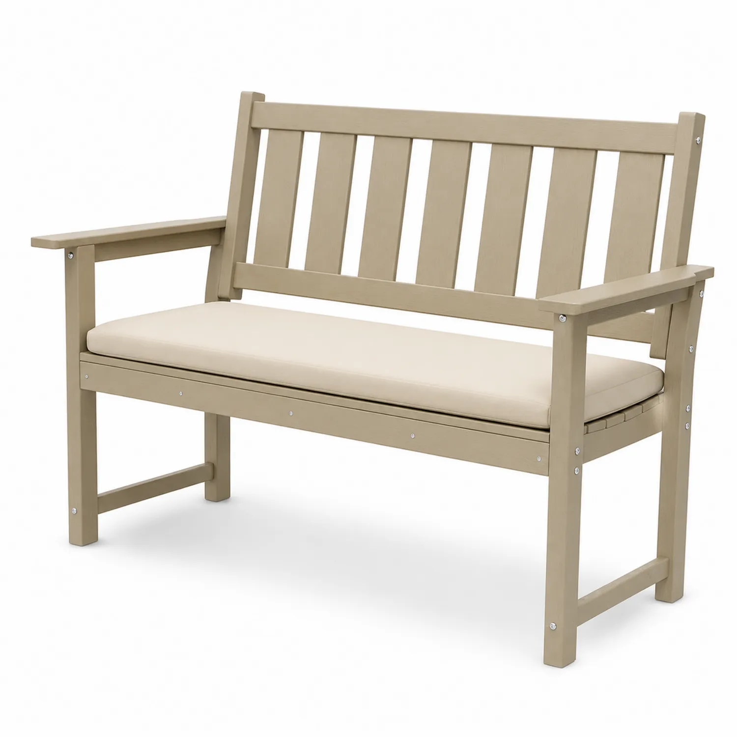 Banc en bois avec coussin en polyester pour extérieur-Lutrivoqorx