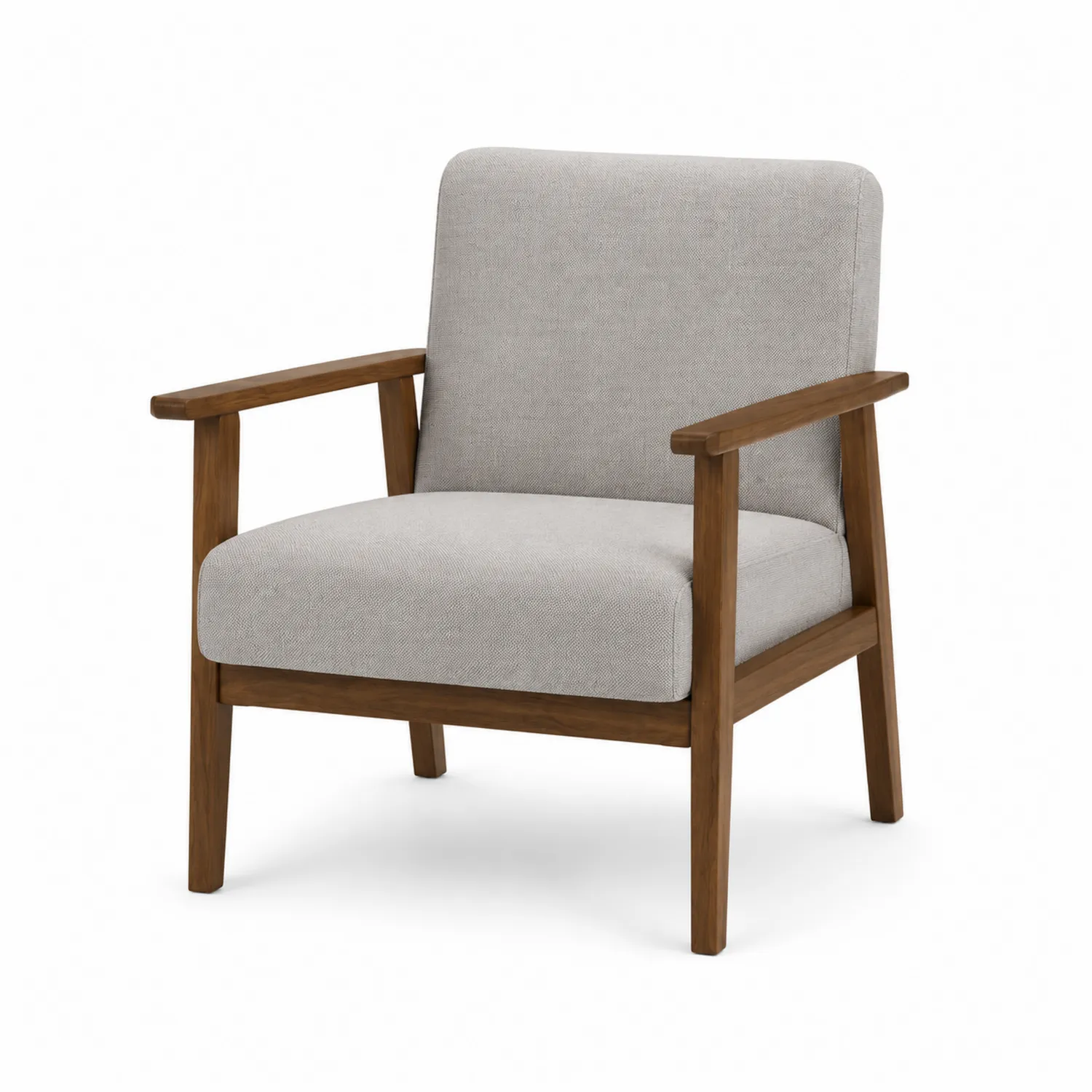 Fauteuil en bois avec revêtement en tissu gris clair-Lutrivoqorx