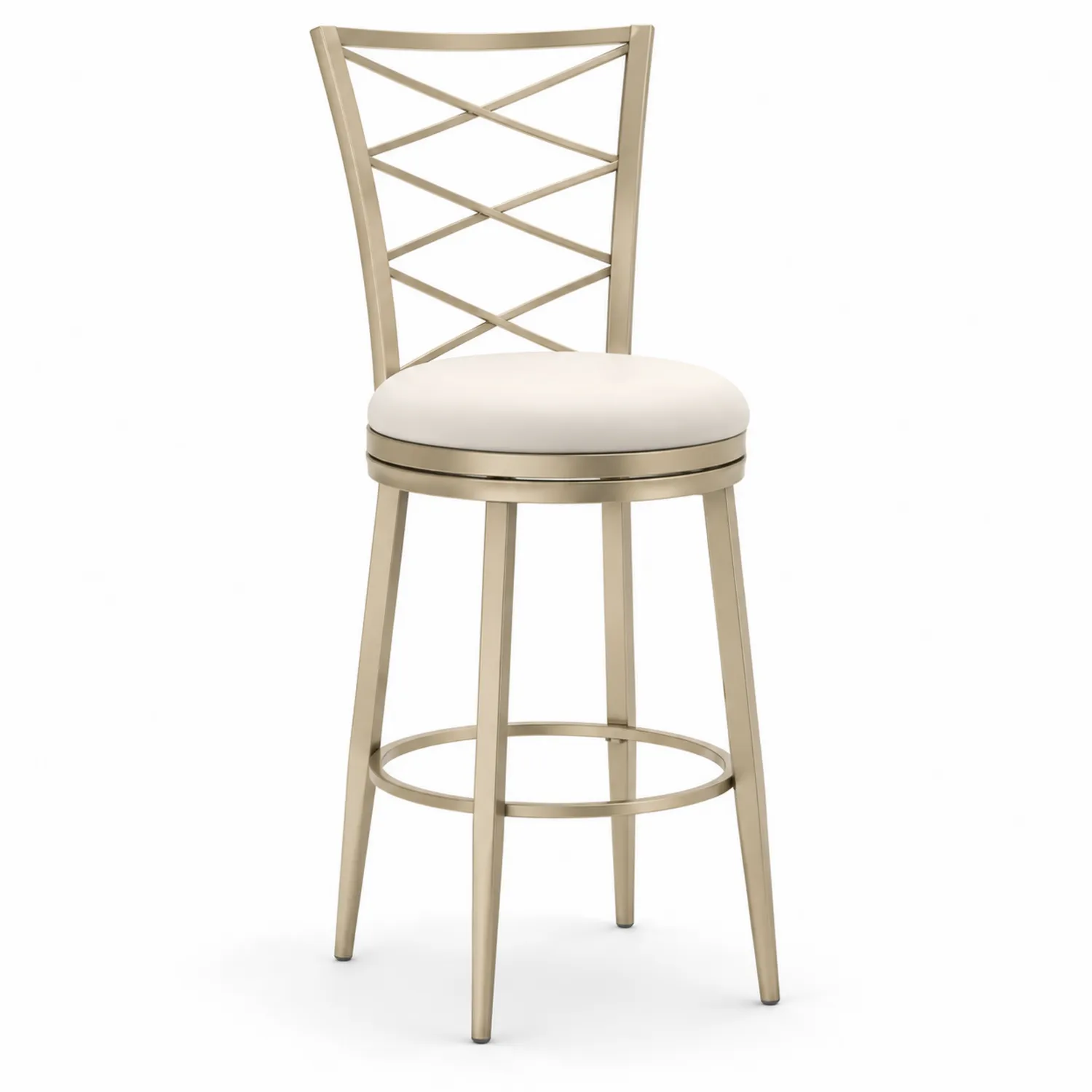 Tabouret en métal pivotant avec assise en similicuir Beige-Lutrivoqorx