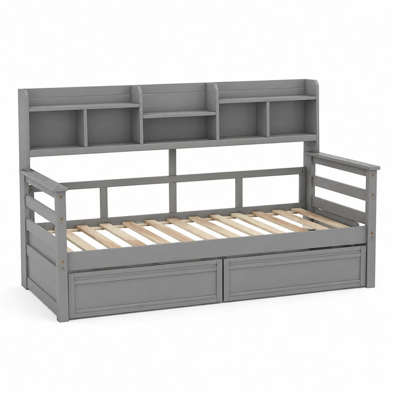 Lit de repos en bois avec rangement intégré Gris 200x90 cm-Lutrivoqorx