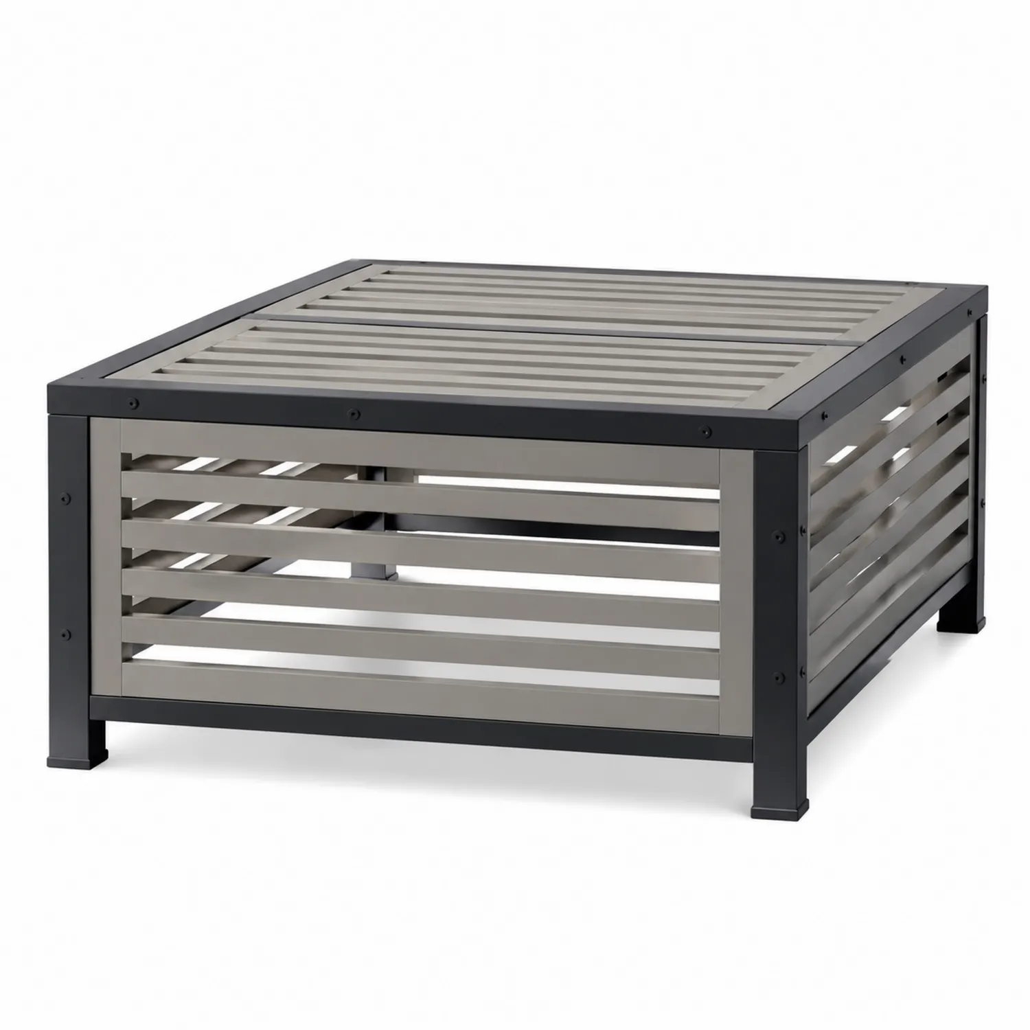 Table basse carrée en métal acier gris 90x90x35 cm-Lutrivoqorx