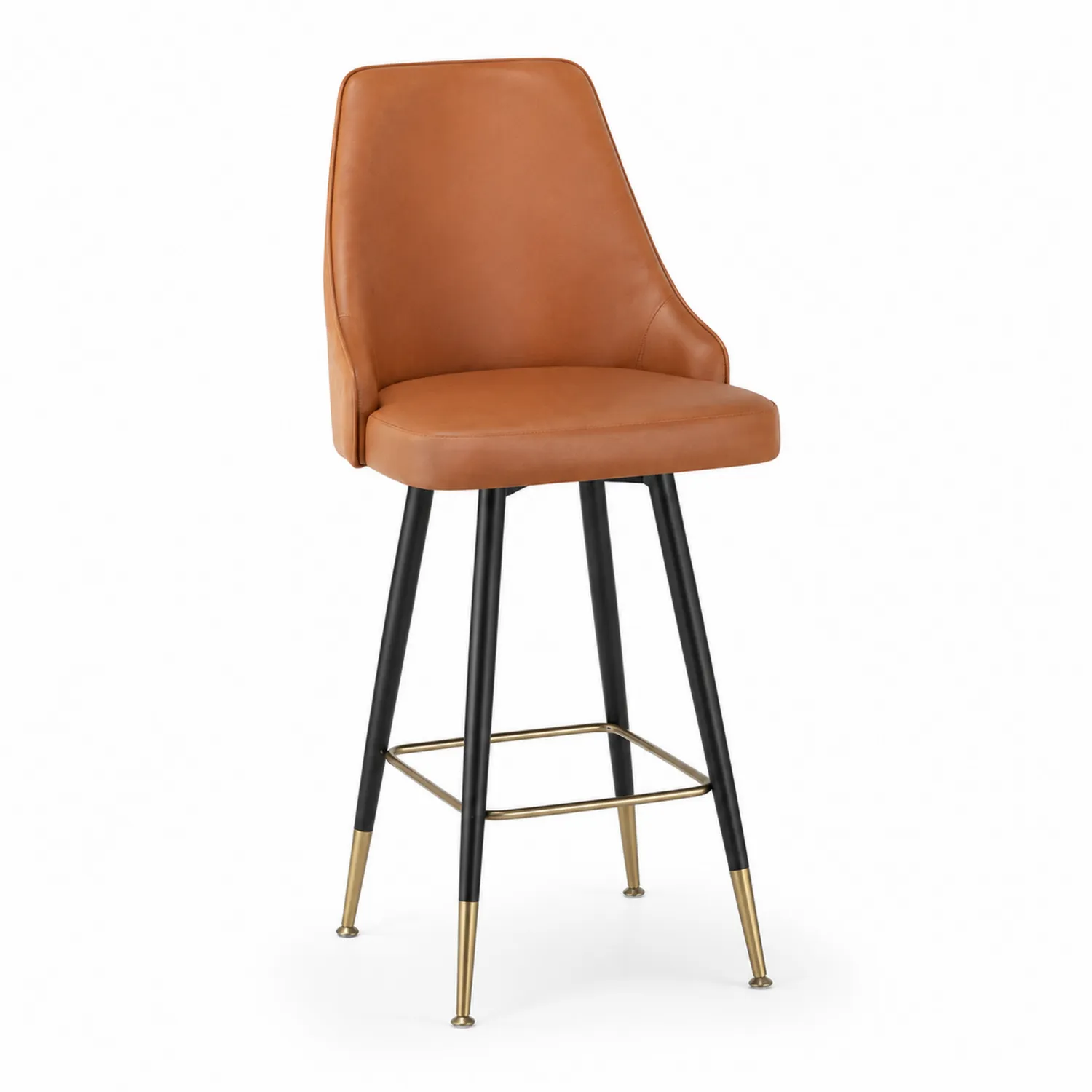 Tabouret de Bar en Similicuir Marron avec Pieds en Métal-Lutrivoqorx