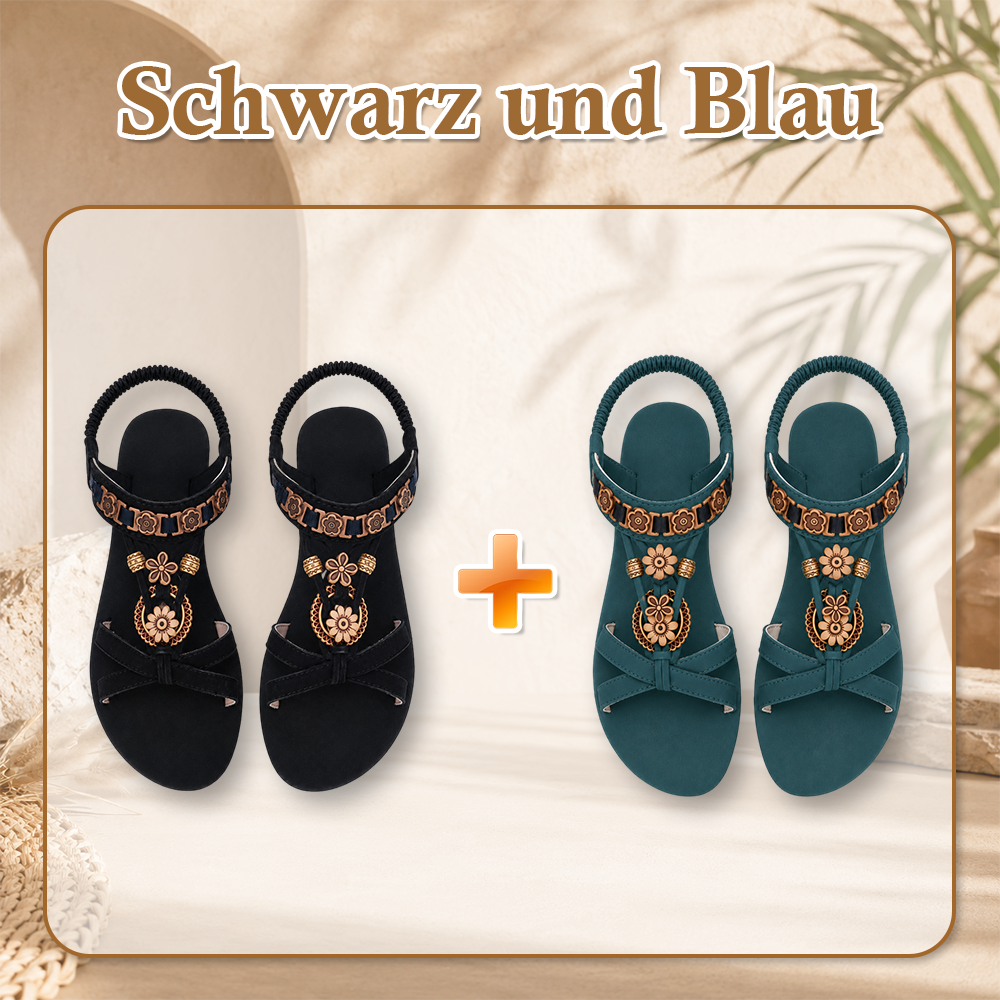 ⚡🇩🇪 👡 LIMITIERTES ANGEBOT:50% RABATT! 🌼 Flache Damen-Sandalen – Runde Zehen, Atmungsaktiv, Verstellbarer Knöchelriemen & Blumen-Dekor ✨