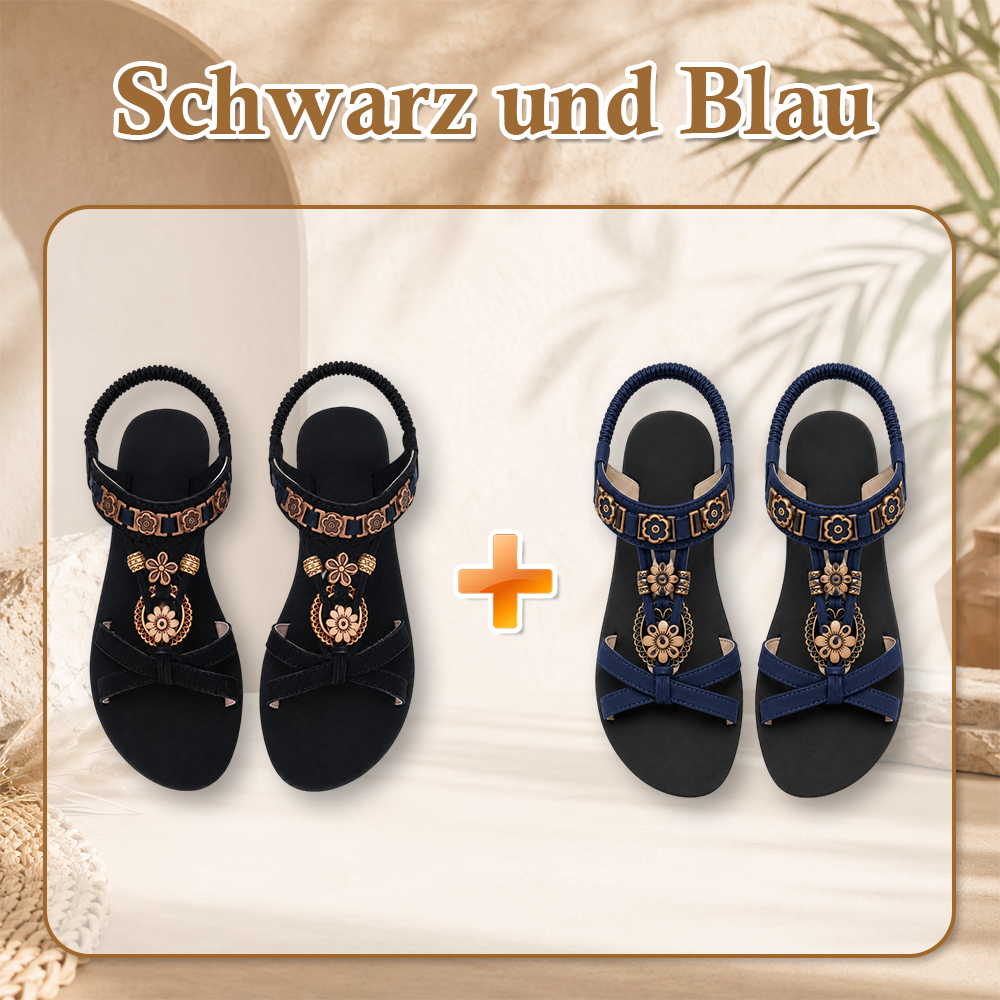 ⚡🇩🇪 👡 LIMITIERTES ANGEBOT:50% RABATT! 🌼 Flache Damen-Sandalen – Runde Zehen, Atmungsaktiv, Verstellbarer Knöchelriemen & Blumen-Dekor ✨
