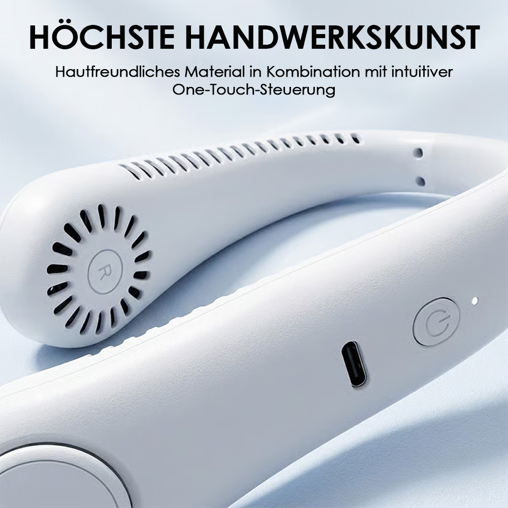 🌬️ Letzter Tag – 80% Rabatt 🔥 🍃 Tragbarer blattloser Nackenventilator – Leise 360° Kühlung für Sommer, Reisen & Outdoor