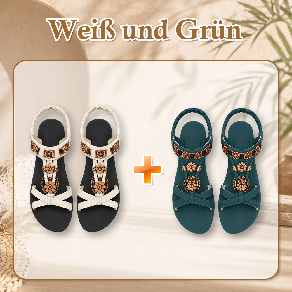 ⚡🇩🇪 👡 LIMITIERTES ANGEBOT:50% RABATT! 🌼 Flache Damen-Sandalen – Runde Zehen, Atmungsaktiv, Verstellbarer Knöchelriemen & Blumen-Dekor ✨