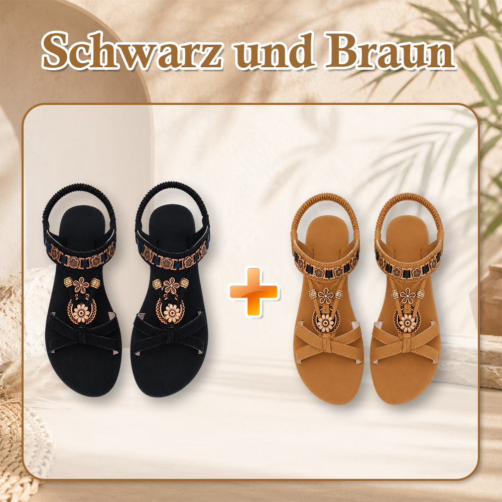 ⚡🇩🇪 👡 LIMITIERTES ANGEBOT:50% RABATT! 🌼 Flache Damen-Sandalen – Runde Zehen, Atmungsaktiv, Verstellbarer Knöchelriemen & Blumen-Dekor ✨