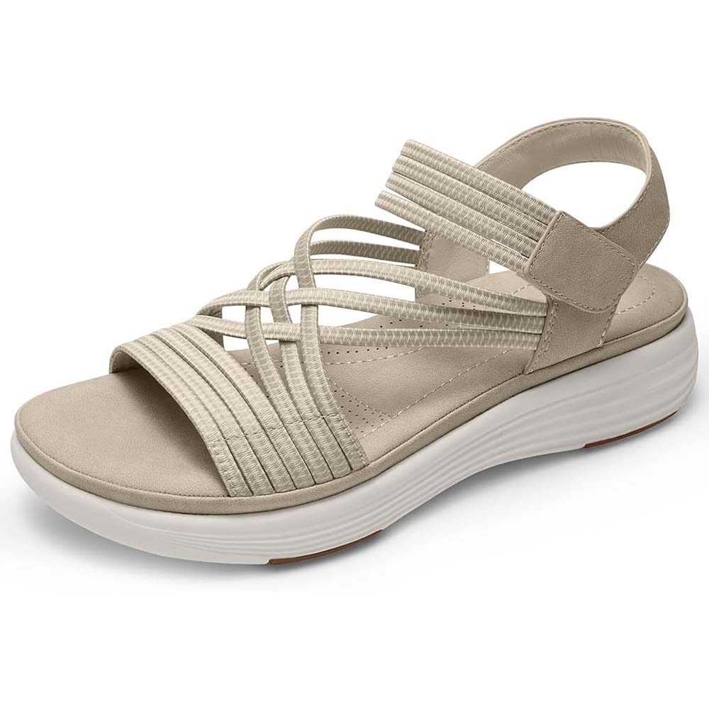 ⚡BQODQO® Bequeme Damen-Walking-Sandalen | 💖Elastischer Riemen • Leicht & rutschfest • Ideal für Sommer, Reise & Alltag