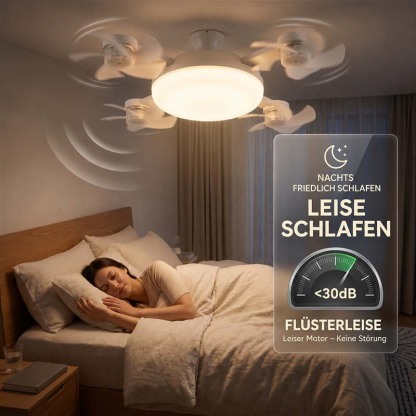 ❄️ 2-in-1 E27 Ventilatorlampe mit LED-Licht & Fernbedienung – ohne Bohren, ideal für Mietwohnungen & heiße Räume