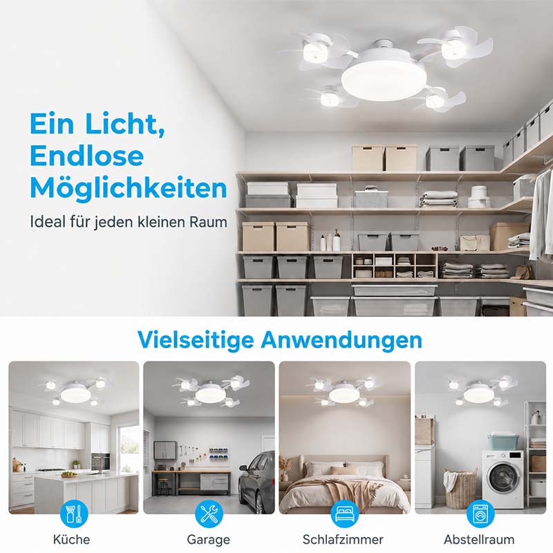 ❄️ 2-in-1 E27 Ventilatorlampe mit LED-Licht & Fernbedienung – ohne Bohren, ideal für Mietwohnungen & heiße Räume