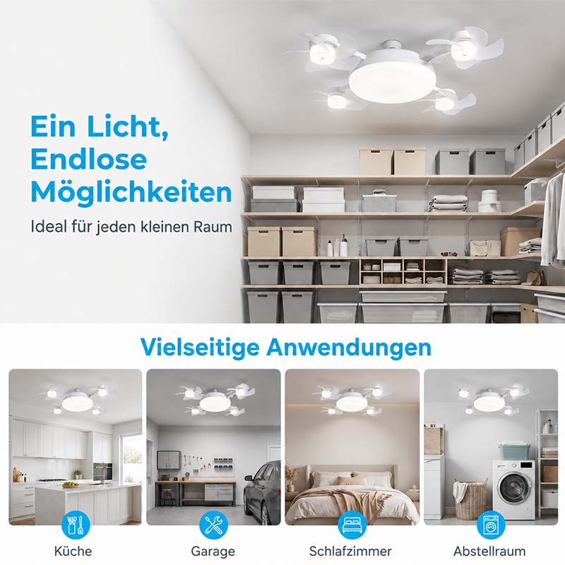 ❄️ 2-in-1 E27 Ventilatorlampe mit LED-Licht & Fernbedienung – ohne Bohren, ideal für Mietwohnungen & heiße Räume